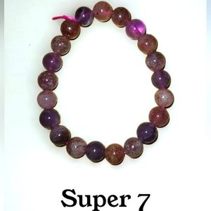 Super 7 All Natural Stone Round Beaded Bracelet